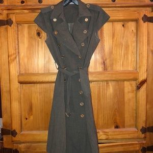 Olive green military style a-line belted dress